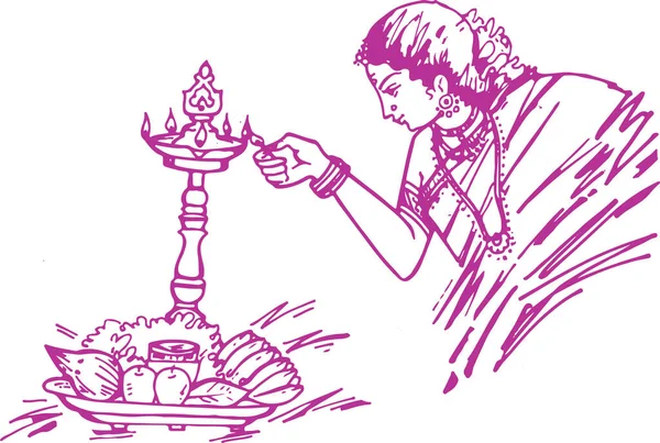 Dessin Croquis Carte Mariage Indienne Rituels Mariage Esquisse Modifiable Illustration — Image vectorielle