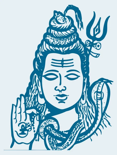 Ritning Eller Skiss Hindu Berömd Gud Lord Shiva Redigerbar Kontur — Stock vektor
