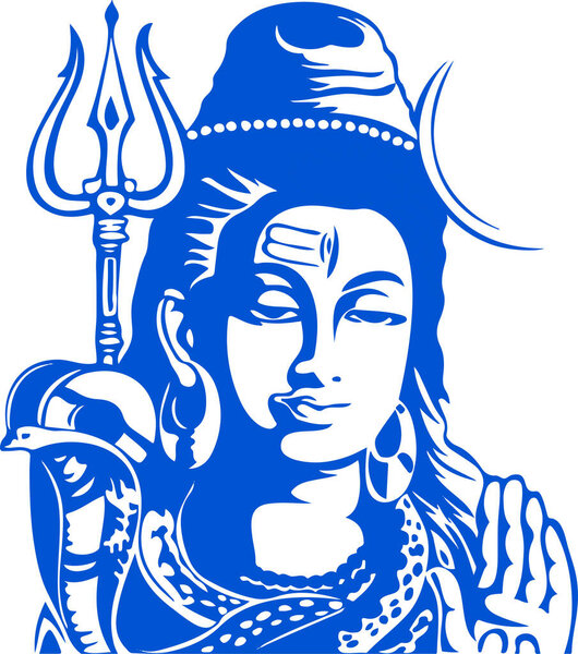 Drawing or Sketch of hindu famous god Lord shiva editable outline illustration