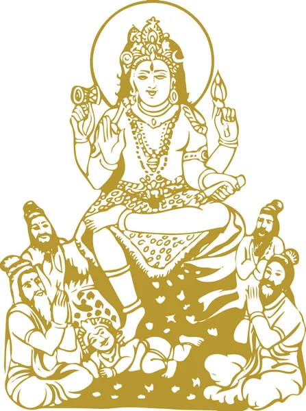 后人名神湿婆领主可编辑的图解或素描 — 图库矢量图片