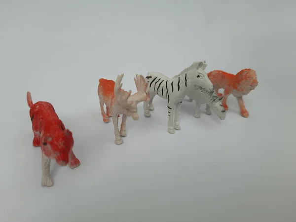 Close Van Verschillende Dierentuinen Wild Animal Figures Speelgoed Voor Kinderen — Stockfoto