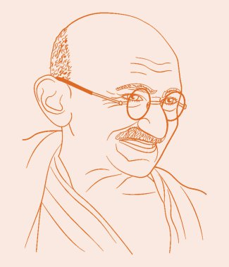 Hindistan 'ın Babası' nın ya da Mahatma Gandhiji 'nin Babası' nın çizimi ya da çizimi.
