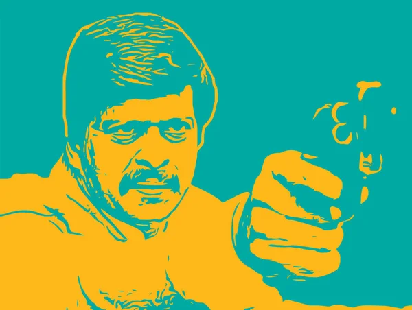 Zeichnung Oder Skizze Von Shankar Nagarakatte Oder Shankar Nag Kannada — Stockvektor