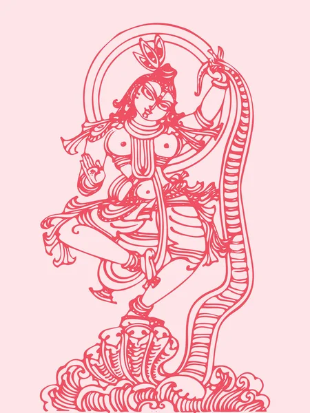 Desenho Esboço Lord Krishna Deusa Radha Esboço Ilustração Editável —  Vetores de Stock