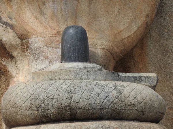 Detailní Záběr Krásný Kámen Vytesaný Obrovský Naga Lingam Lepakshi Chrám — Stock fotografie