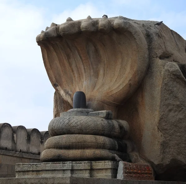 Крупный План Красивого Камня Высечен Огромный Храм Нага Лингам Лепакши — стоковое фото