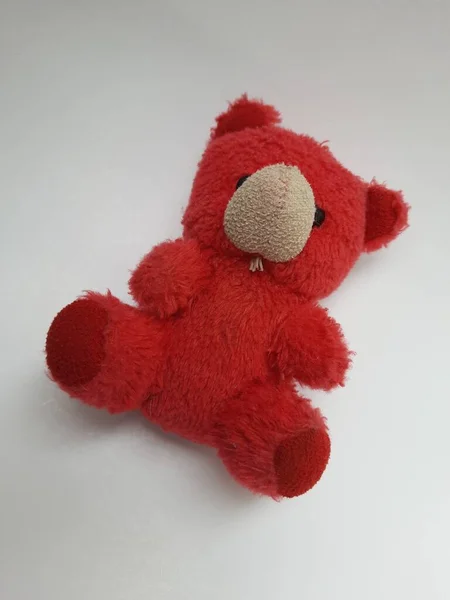 Closeup Small Cute Toodles Stuffs Soft Plush Red Color Red — Stock Photo, Image