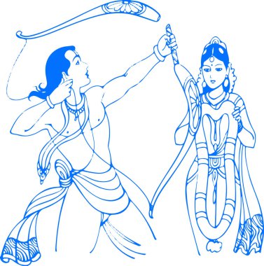 Drawing or Sketch of different types of Lord Krishna, Vishnu Avatar outline editable illustration clipart