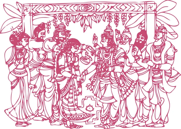 Disegno Schizzo Diversi Tipi Signore Krishna Vishnu Avatar Schema Illustrazione — Vettoriale Stock