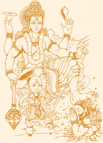 Lord Krishna Nın Farklı Türlerinin Çizimi Veya Çizimi Vishnu Avatar — Stok Vektör