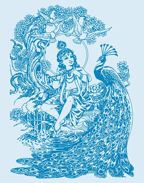 Lord Krishna 'nın farklı türlerinin çizimi veya çizimi, Vishnu Avatar düzenlenebilir illüstrasyon