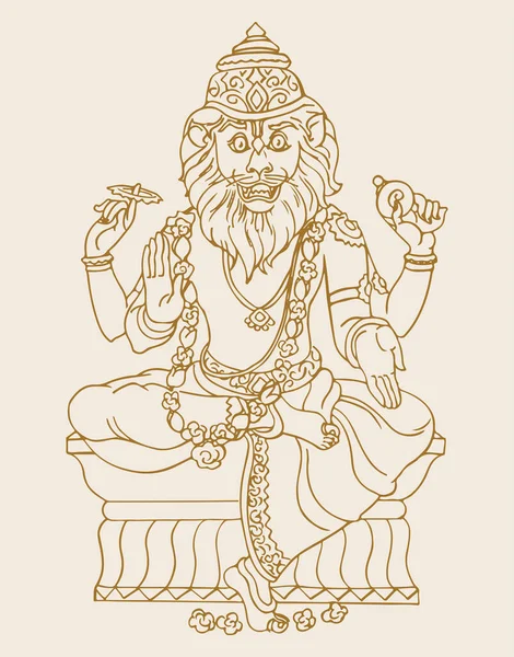 Desenho Esboço Diferentes Tipos Lord Krishna Vishnu Avatar Esboço Ilustração — Vetor de Stock