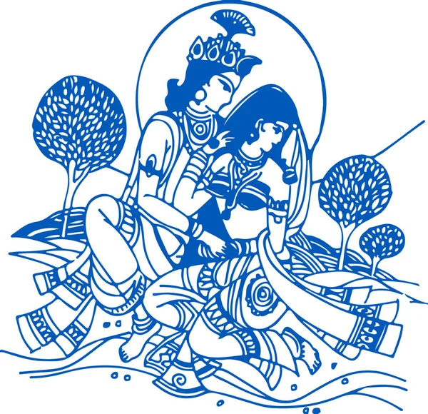 Desenho Esboço Diferentes Tipos Lord Krishna Vishnu Avatar Esboço Ilustração — Vetor de Stock