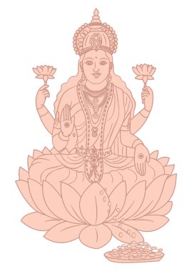 Lord Venkateshwara ve Tanrıça Lakshmi İmza ve Sembollerinin çizimi veya çizimi düzenlenebilir çizimler