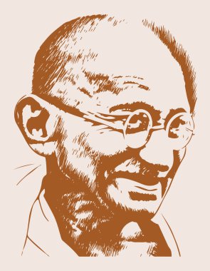 Hint Ulusunun ve Özgürlük Savaşçısı Mahatma Gandhi 'nin çizimi veya çizimi