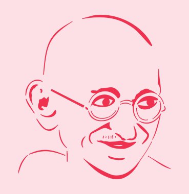 Hint Ulusunun ve Özgürlük Savaşçısı Mahatma Gandhi 'nin çizimi veya çizimi