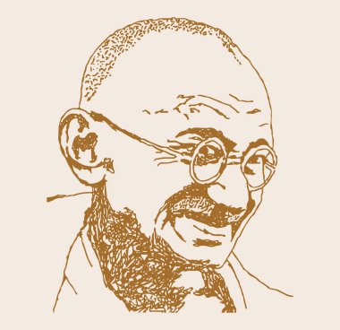 Hint Ulusunun ve Özgürlük Savaşçısı Mahatma Gandhi 'nin çizimi veya çizimi
