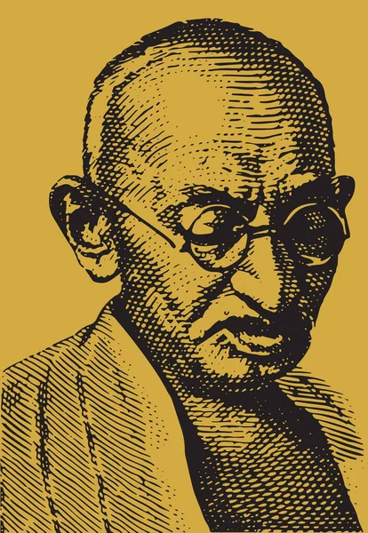 Desenho Esboço Pai Nação Indiana Combatente Liberdade Mahatma Gandhi Esboço — Vetor de Stock