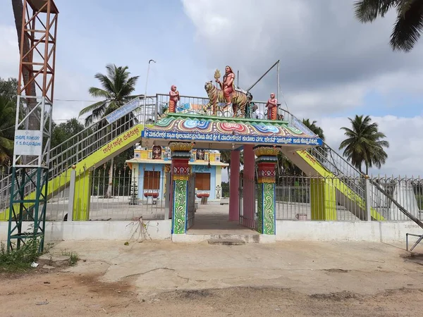 Mandya Karnataka Hindistan Sep 2021 Tapınağın Önündeki Bir Kaplan Heykeli — Stok fotoğraf