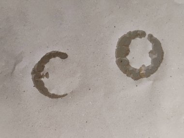 Farklı şekilli ıslak kağıt arkaplanının yakın plan görüntüsü.