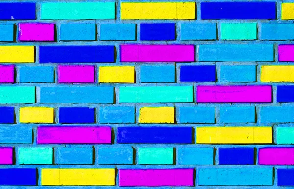 Kleurrijke bakstenen muur als achtergrond — Stockfoto