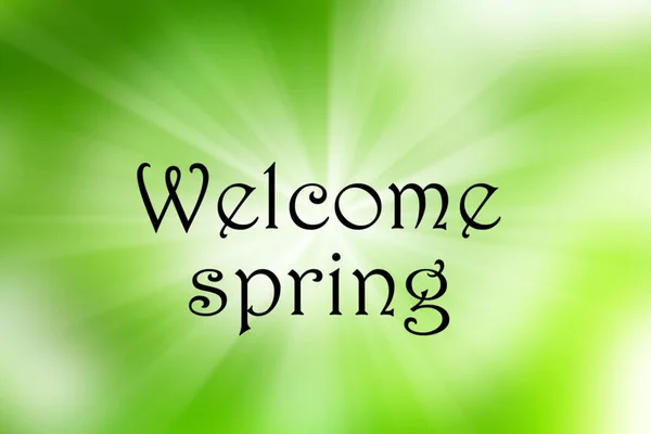 Welcoming card with black written lettering. Welcome spring on natural background. — Stock Photo, Image