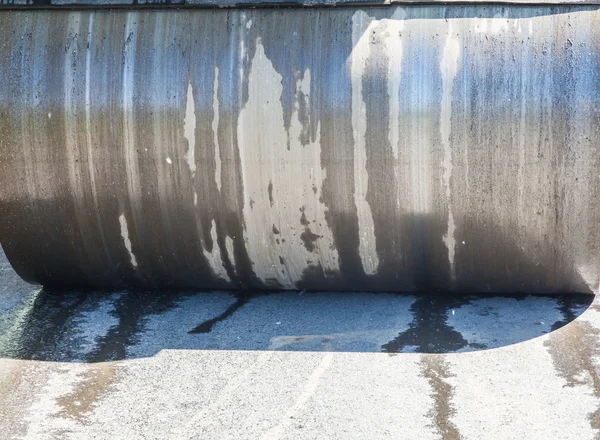 Detail of road roller during asphalt patching works — Stock Photo, Image