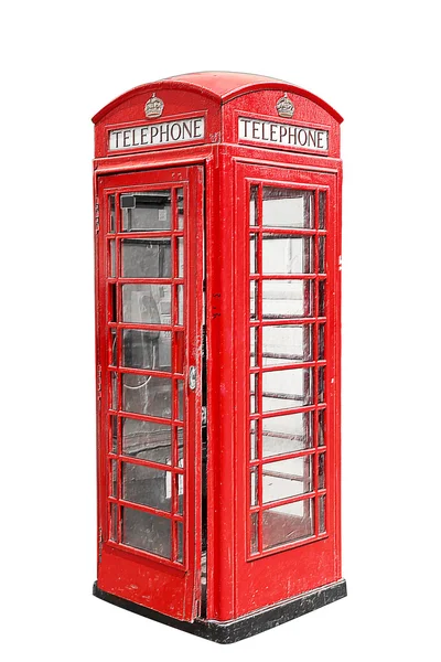 Classic British red phone booth in London UK, isolated on white — Stock Photo, Image