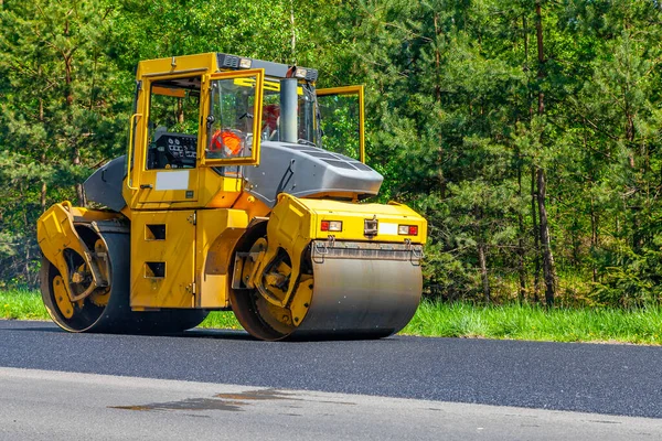 Czech Republic Plzen May 2016 Vibration Roller Road Works — 스톡 사진