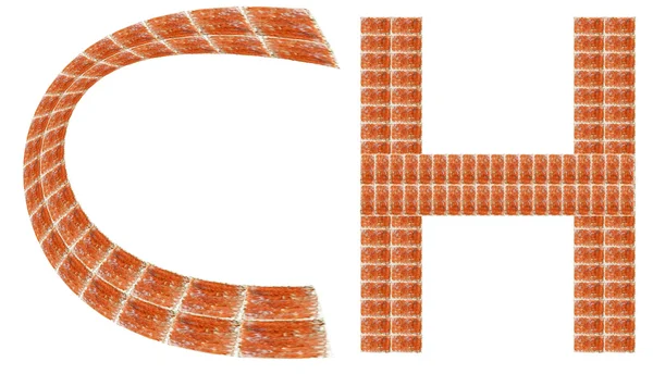 Kırmızı tuğla, mektup Ch yapılan alfabesi — Stok fotoğraf