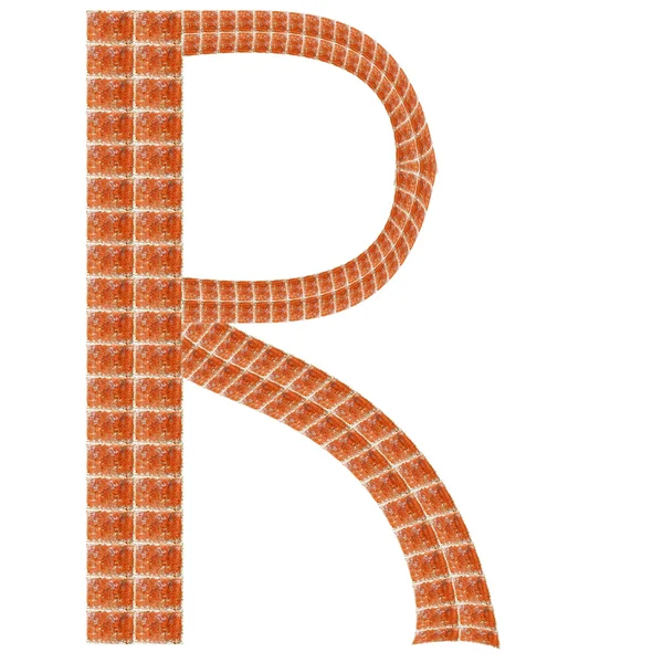 Alfabet z czerwonej cegły, litera R — Zdjęcie stockowe