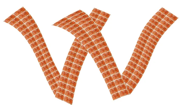 Alfabeto feito de tijolo vermelho, letra W — Fotografia de Stock