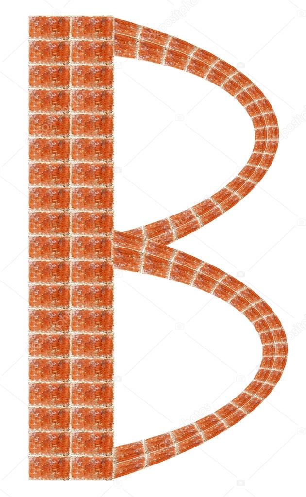 Alphabet made of red brick, Letter B