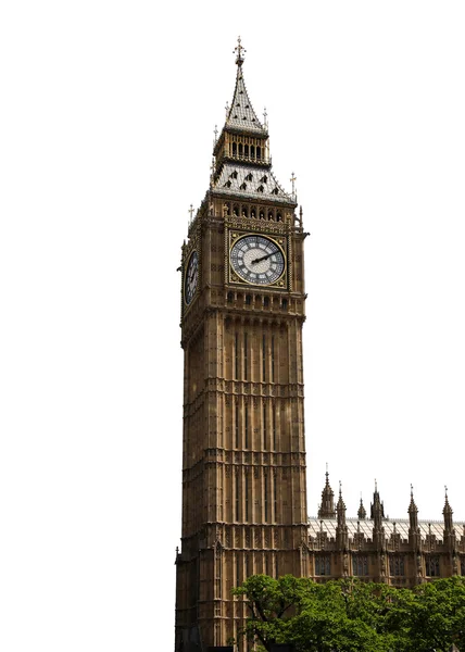 Beroemde Britse klok toren "big ben" geïsoleerd op wit — Stockfoto
