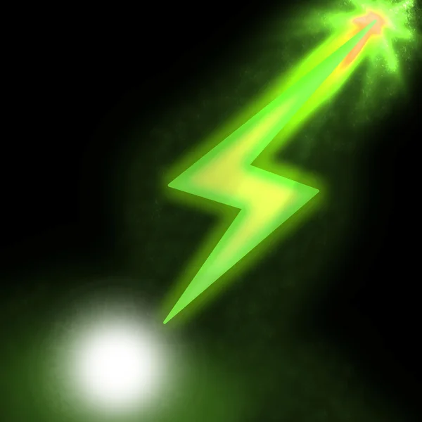 Ilustration 闪闪发光绿色闪电与电效应 — 图库照片