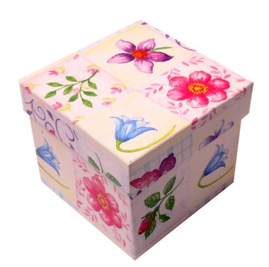 Hediye kutusu ile izole çiçekler