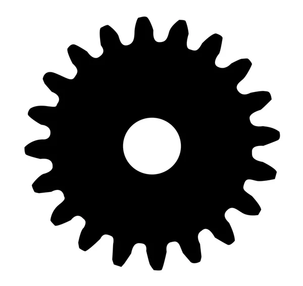 Silhueta Cogwheel isolada sobre um fundo branco — Fotografia de Stock