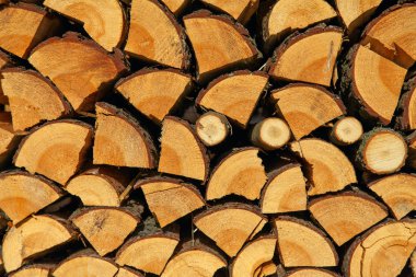 Stacked chopped wood for the winter or construction as background clipart