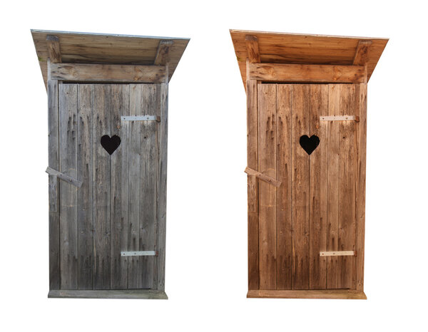 Wooden toilets isolated on white