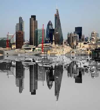 City of London one of the leading centres of global finance.This view includes Tower  Gherkin,Willis  Building, Stock Exchange Tower and Lloyds of London and Canary  Wharf at the background. clipart