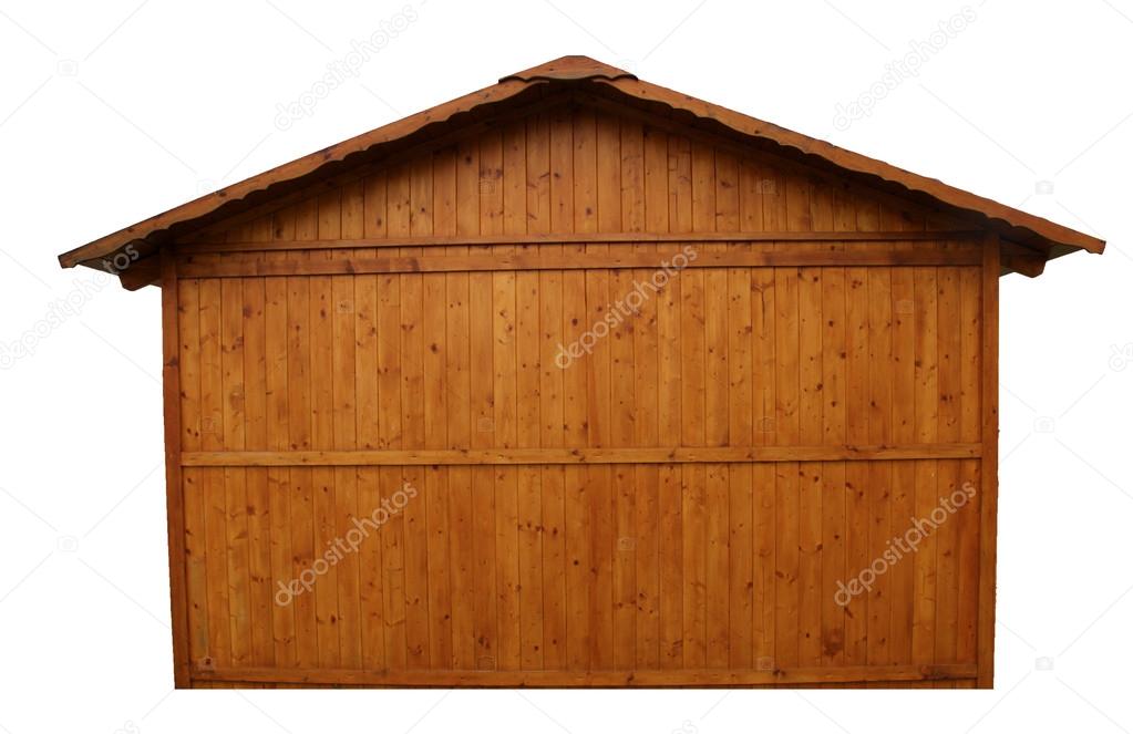 Side exterior of simple wooden house isolated on white background