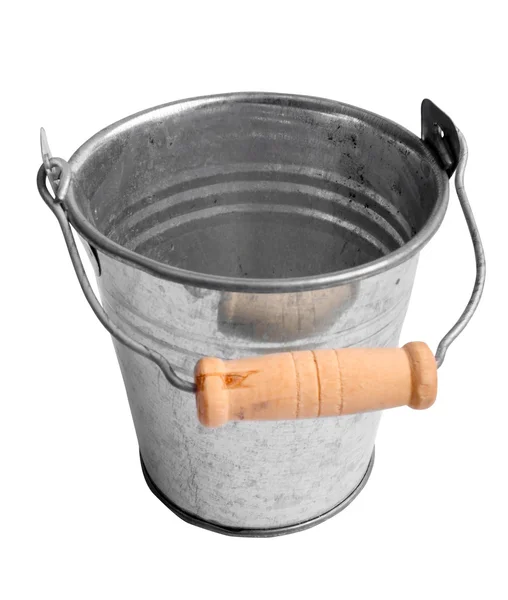 Metallic bucket. Isolated on white background — Stock Photo, Image