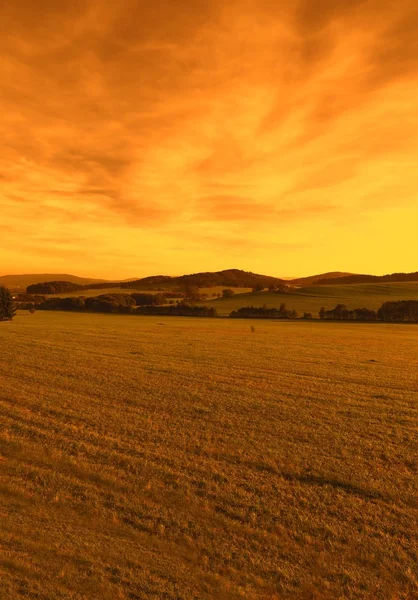 Sunset, landscape in the Czech Republic — Stock Photo, Image