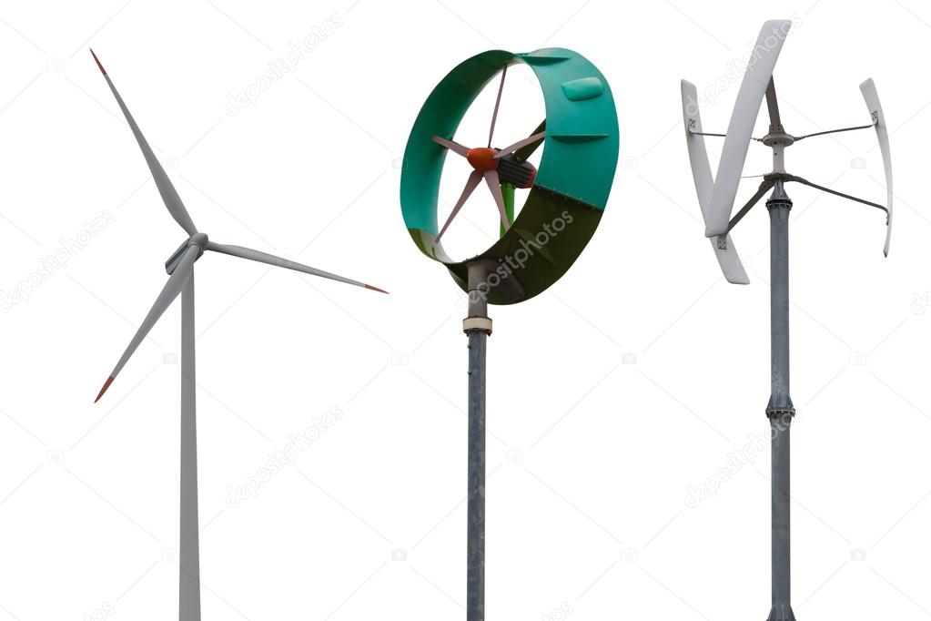 Small wind turbines. Isolated on white background.