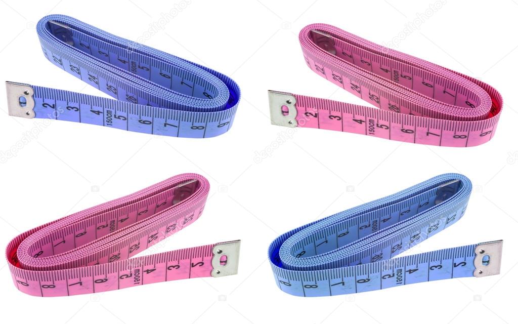 Set of measuring tapes isolated on white background