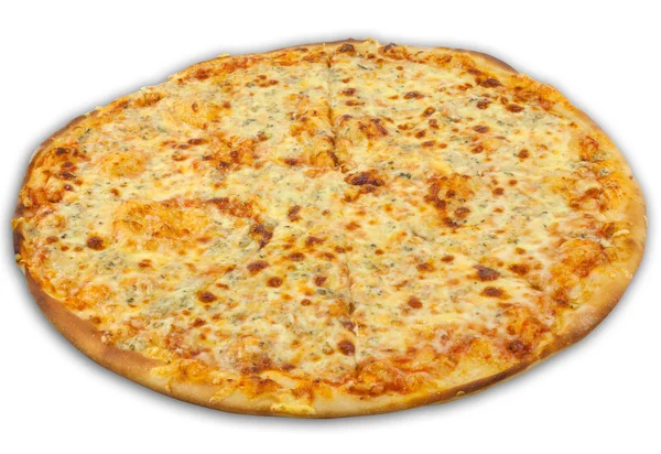 Käse-Pizza auf weißem Hintergrund — Stockfoto