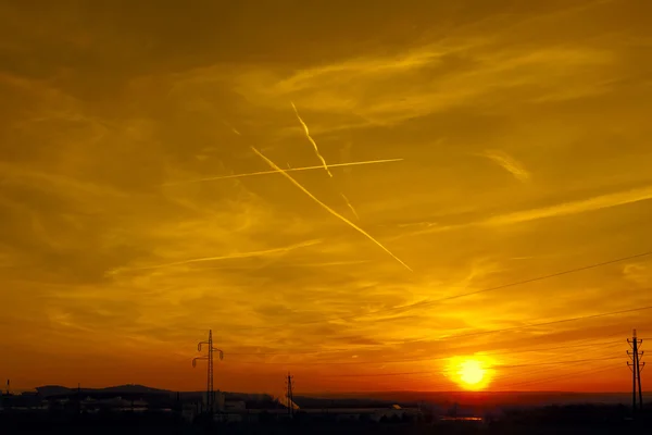 Factory in the sunset — Stock Photo, Image