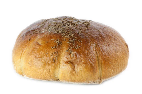 Хлеб с семенами тмина на белом фоне — стоковое фото