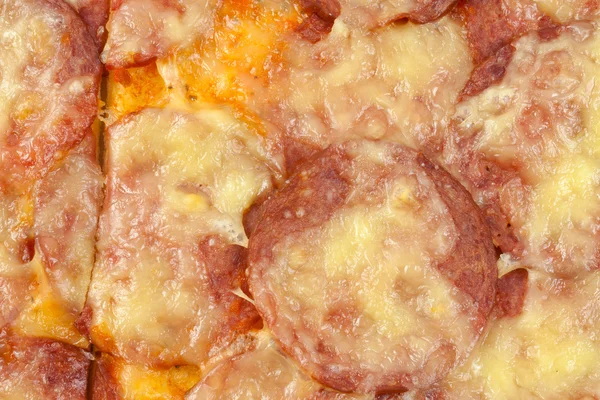 Pizza Mit Salami Als Hintergrund Italienisches Essen — Stockfoto