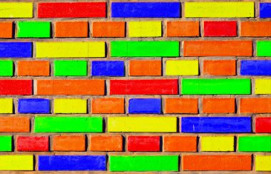 Renkli tuğla duvar arka plan olarak